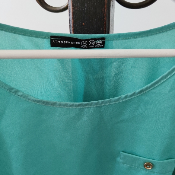 ATMOSPHERE Turquoise Blouse w/ Front Pocket G - Picture 2 of 2